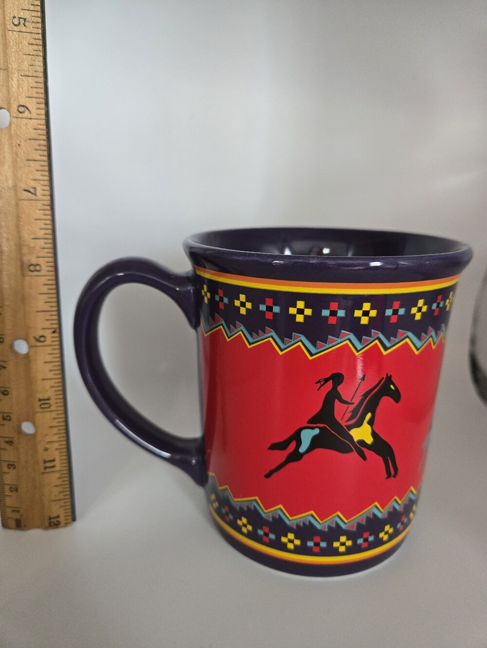 Pendleton Mills Celebrate The Horse Red Southwestern Horse Pattern Ceramic Mug - Picture 7 of 10